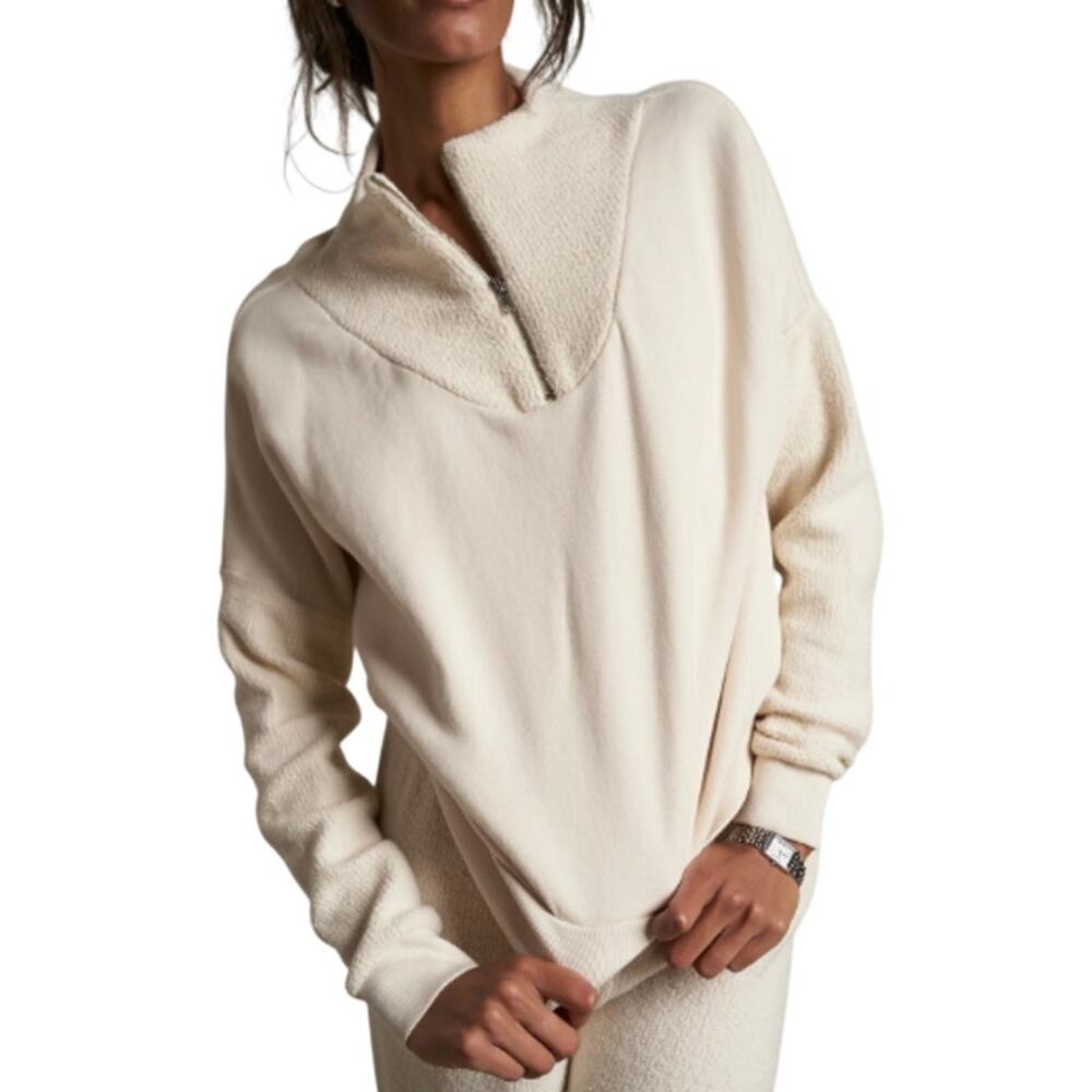 perfectwhitetee Cream Pullover Half-Zip Sweatshirt